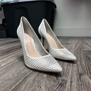 Vince Camuto White Perforated Heels